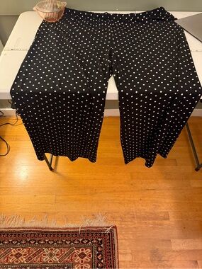 Quacker Factory Black Wide Leg Pants with White Polka Dots